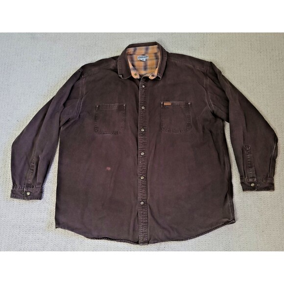 Carhartt Jacket Canvas Chore Shirt Brown 3XL Flannel Lined Snap 5296DKB READ - Picture 1 of 10